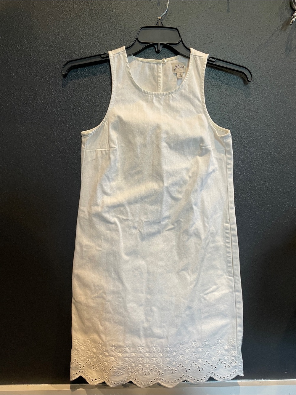 J. Crew White Eyelet Hem 100% Cotton Sleeveless Shift Dress